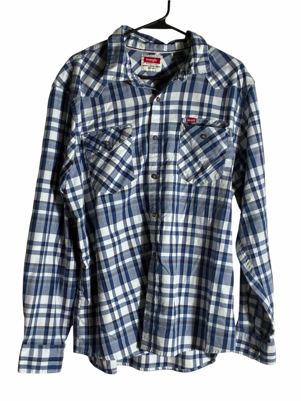 Wrangler plaid button down long sleeve shirt Sz XL